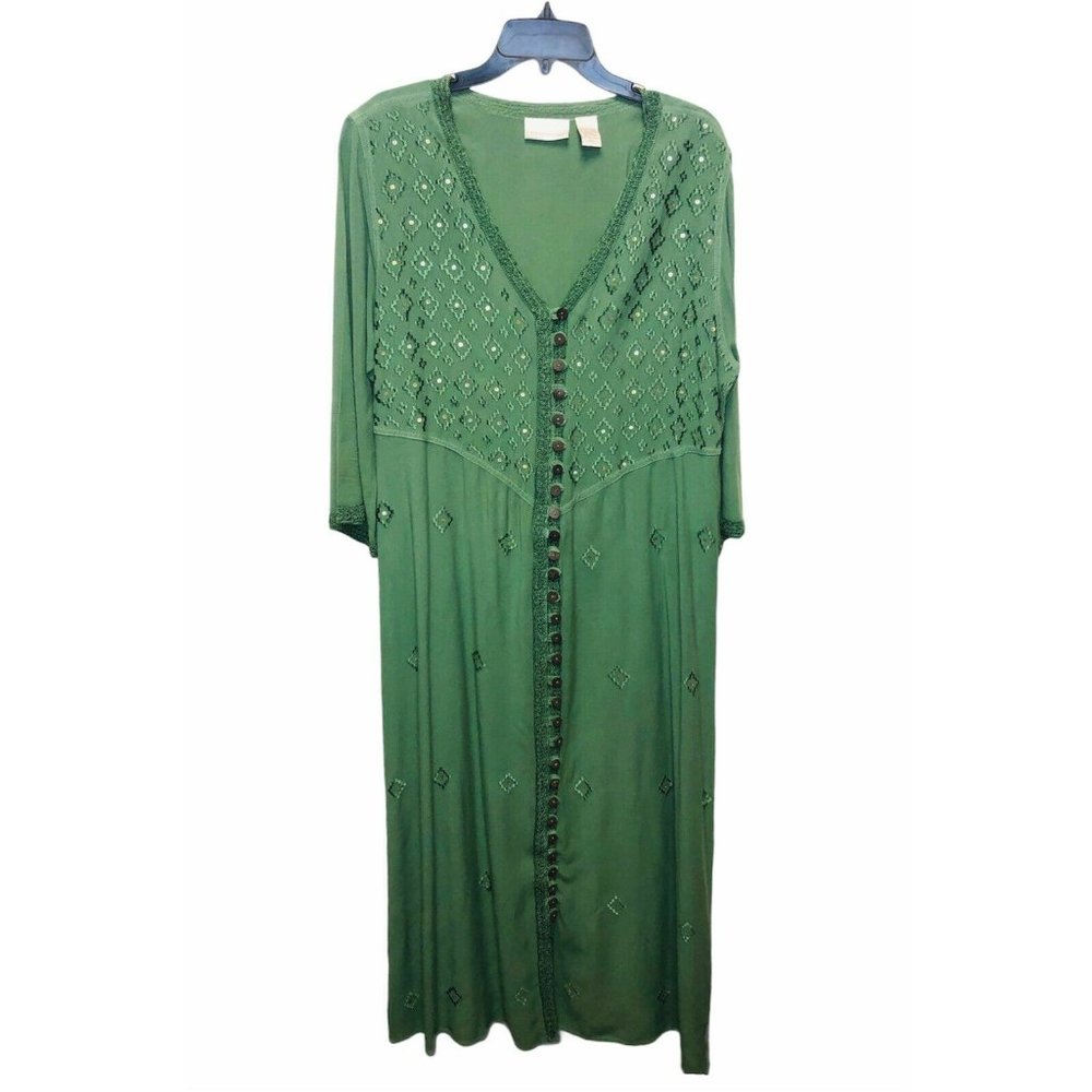 Soft Surroundings Embroidered Long Dress Sequins